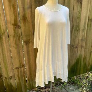 b-SHARP Tanboocel Bamboo Sharkbite Hi-Lo Ruffle Hem Lagenlook DRESS M